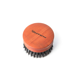 Pearwood Dark Boar Bristles Round Travel Hair / Beard Brush