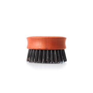 Pearwood Dark Boar Bristles Round Travel Hair / Beard Brush