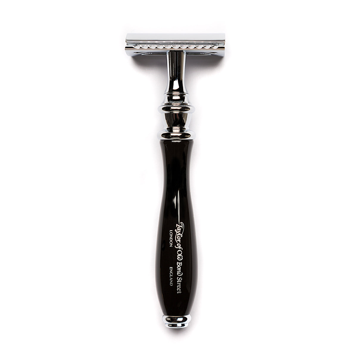 Victorian style safety razor for men from Taylor of Old Bond Street | Beautifully styled black handle.