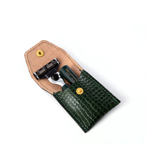 Two-piece Travel Mach3 Razor in Leather pouch