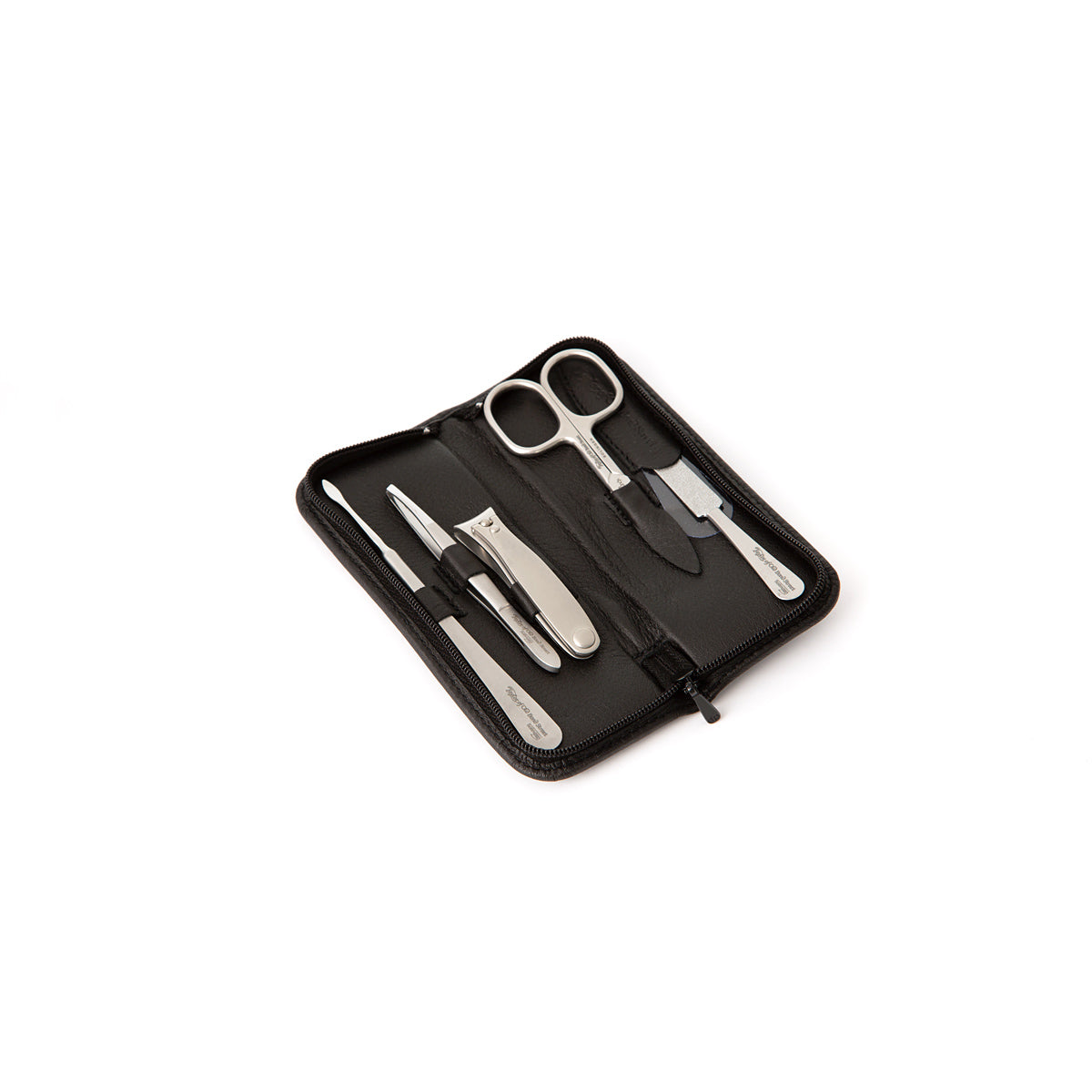 Black Manicure Set with Stainless Steel Implements (S)