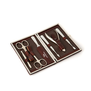 Brown Manicure Set with Metal Frame