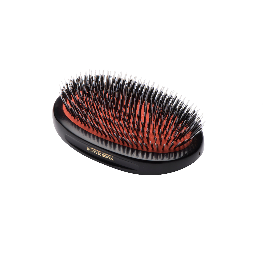 Large Mason Pearson Pure Bristle & Nylon Hair Brush in Dark Ruby (BN1M Popular Military)