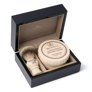 Sandalwood Shaving Cream & Super Badger Shaving Brush in Wooden Gift Box
