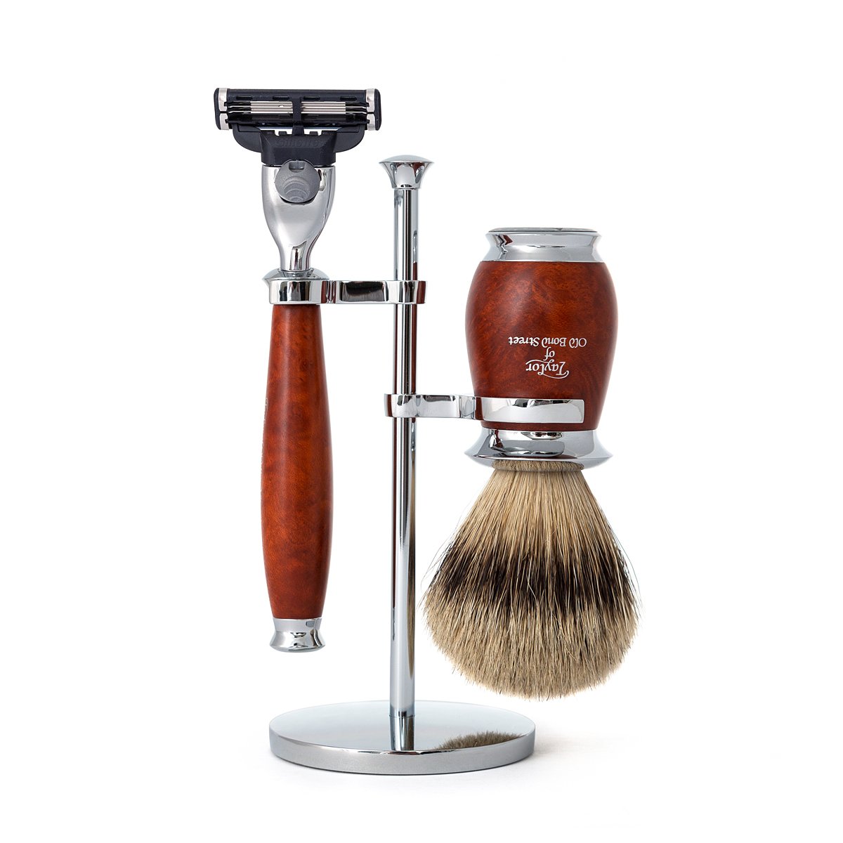 Taylor Old Bond Street Super Badger Mach3 Shaving Set in Briar Wood