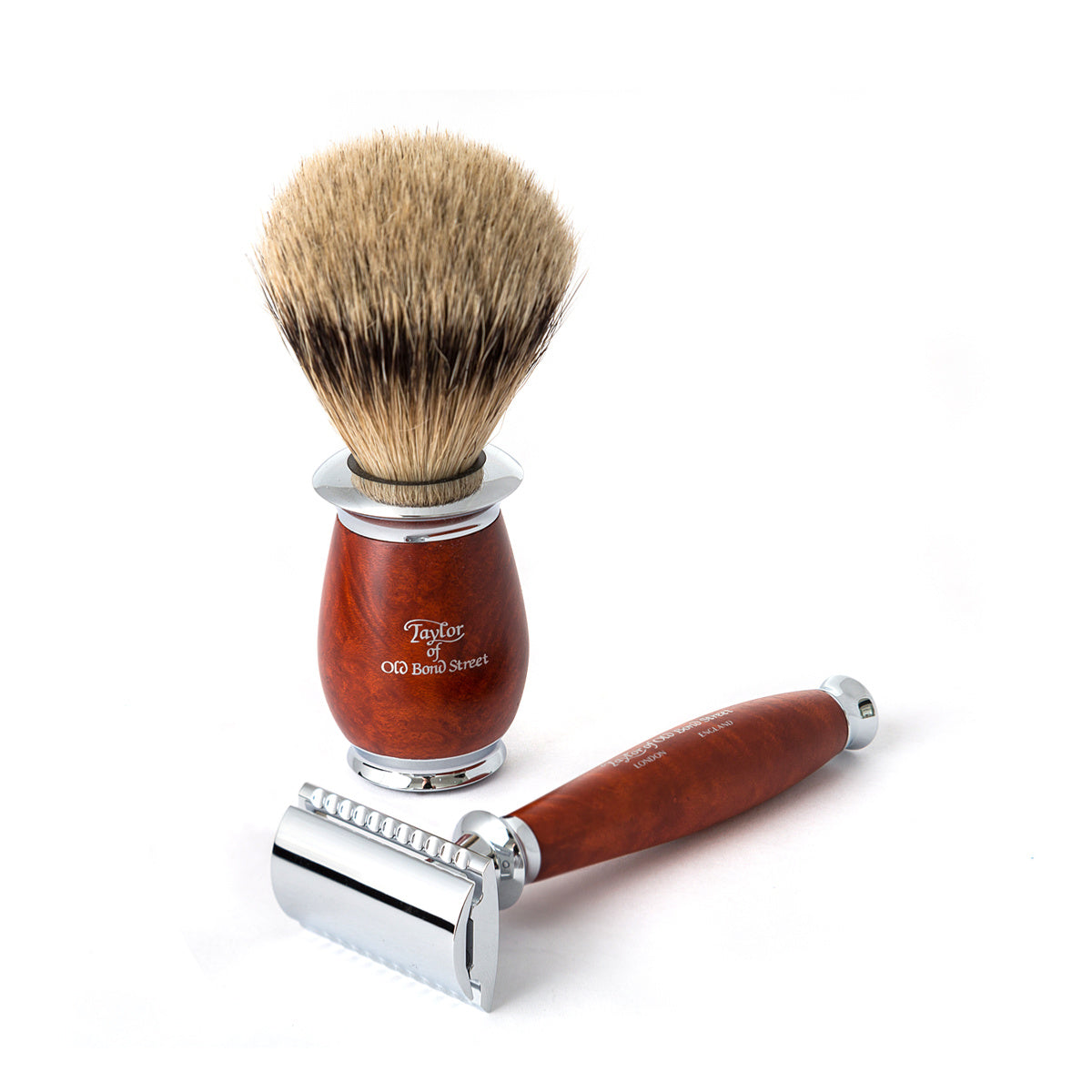 Taylor of Old Bond Street Super Badger Safety Razor Shaving Set in Briar Wood