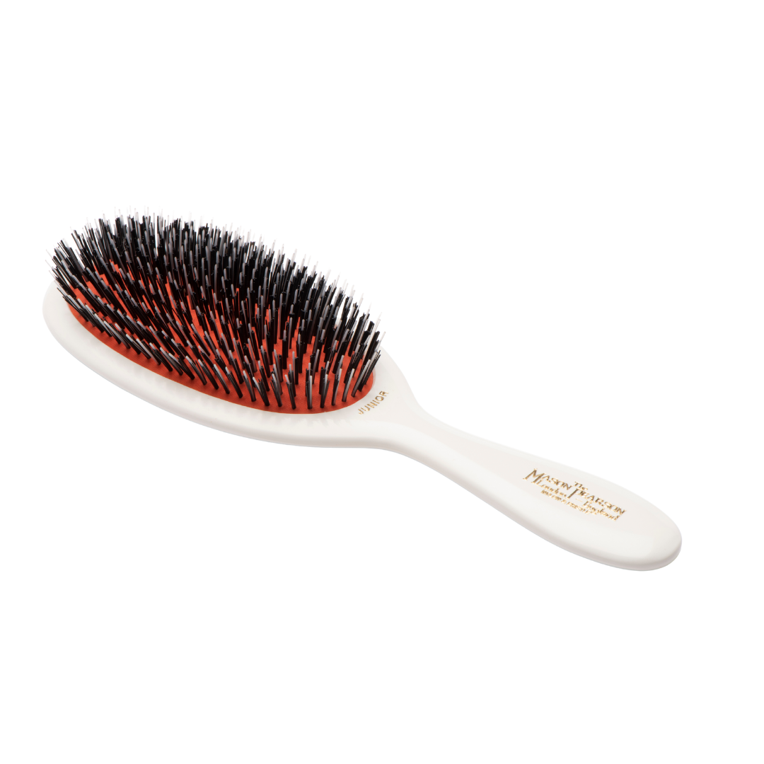 Medium Mason Pearson Pure & Nylon Bristle Hair Brush in White (BN2 Junior)
