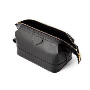 Medium Black Leather Wash Bag