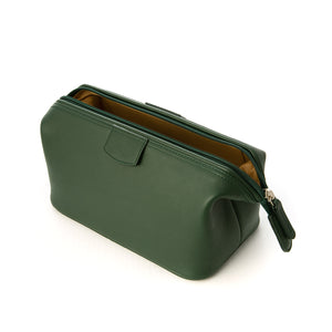 Medium Royal Forest Green Leather Wash Bag