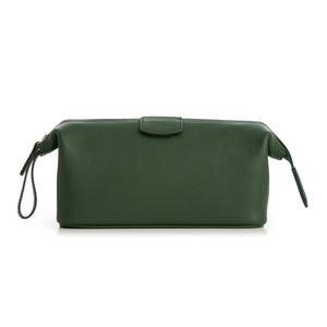 Medium Royal Forest Green Leather Wash Bag
