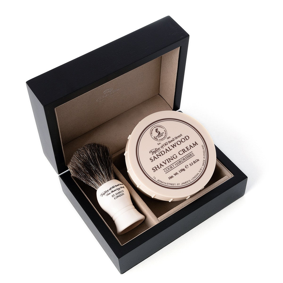 Sandalwood Shaving Cream & Shaving Brush in Wooden Gift Box