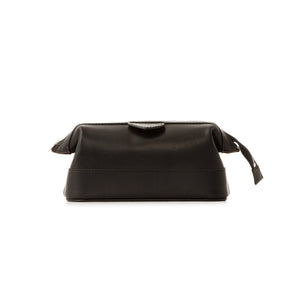 Small Black Leather Wash Bag