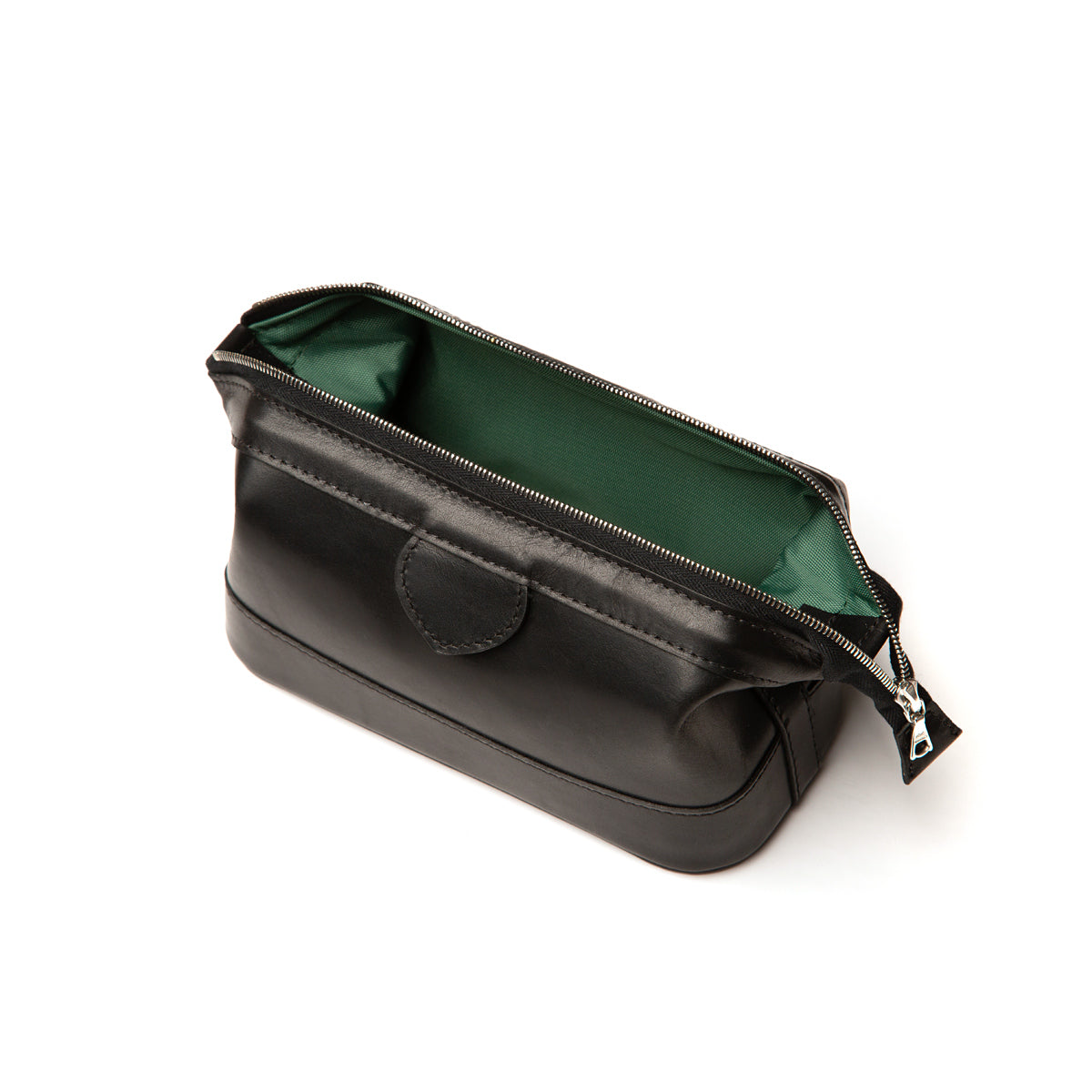 Small Black Leather Wash Bag